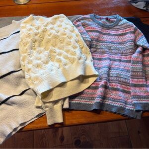 Batch of 5: Cozy Sweater Trio in Cream, Gray, and Pink